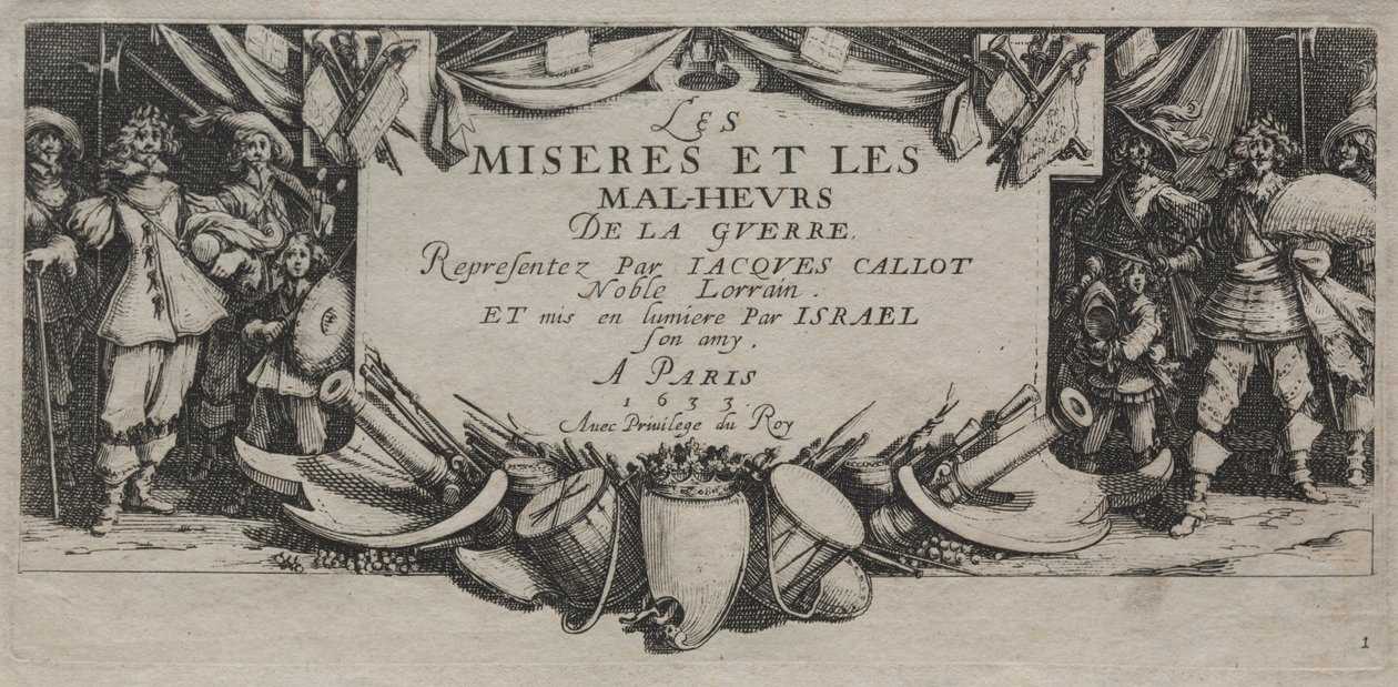 Las grandes miserias de la guerra: Página del título de Jacques Callot