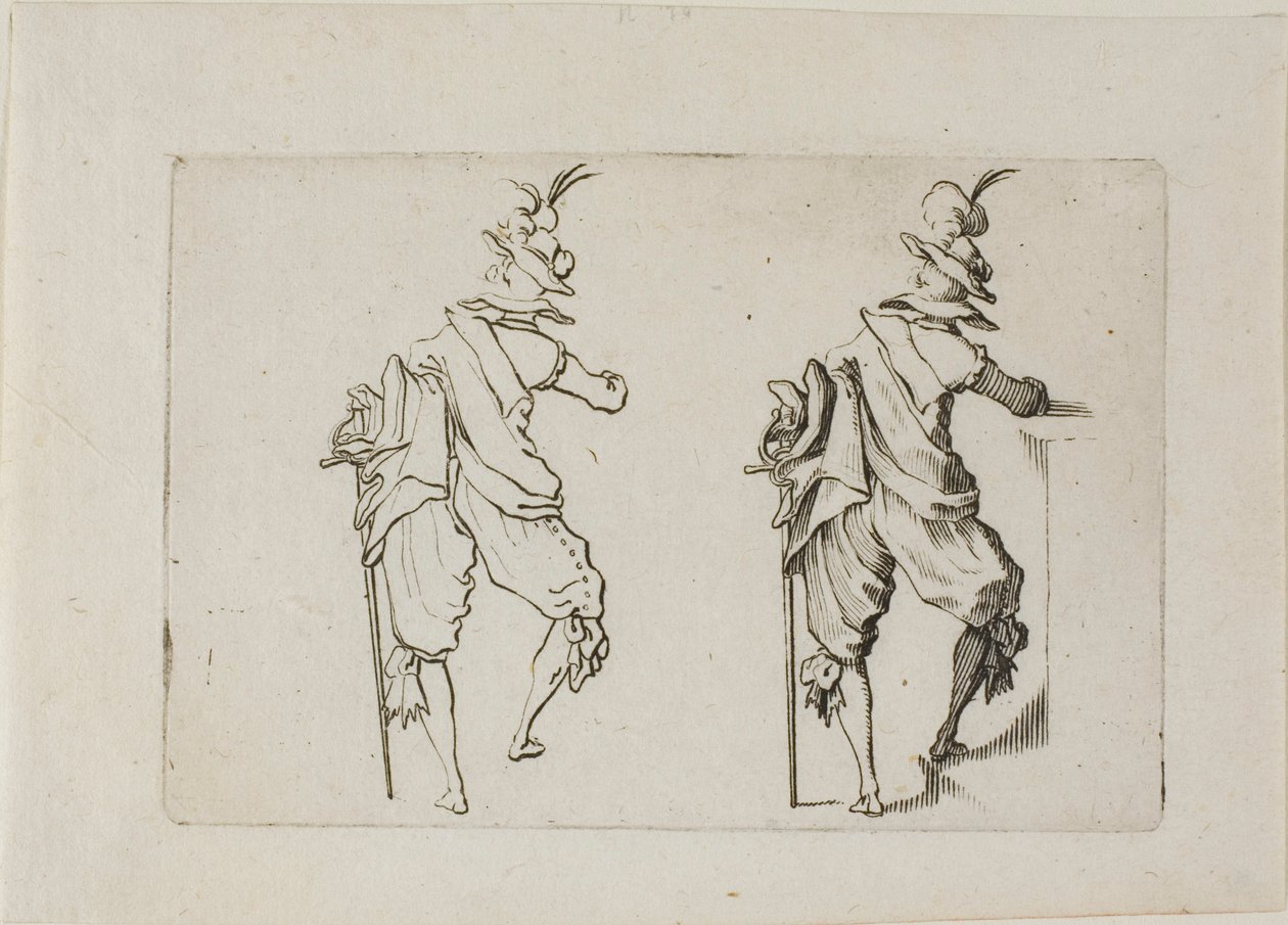 El hombre visto desde atrás con una gran espada, de Los Caprichos de Jacques Callot