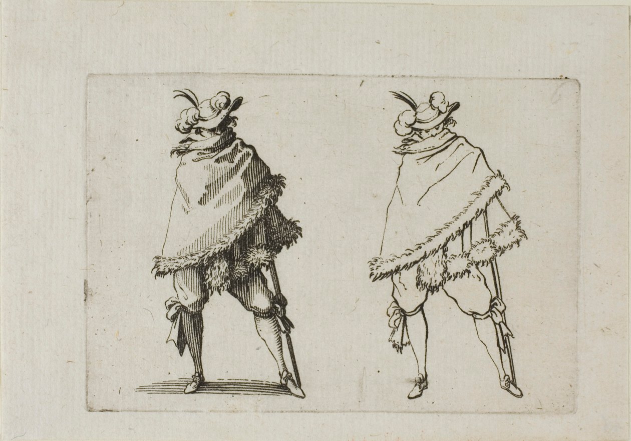 El hombre envuelto en su abrigo, de Los Caprichos de Jacques Callot