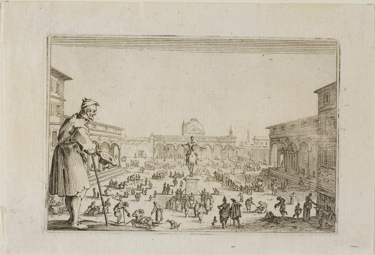 La marcha desde el Palacio de la Anunciación a Florencia, de Los Caprichos de Jacques Callot