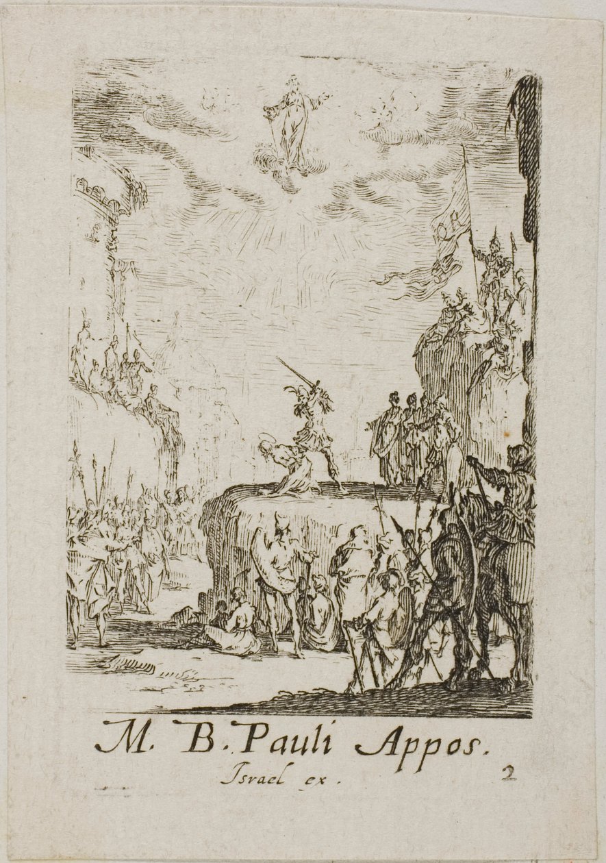El martirio de San Pablo, lámina dos de Los martirios de los Apóstoles de Jacques Callot