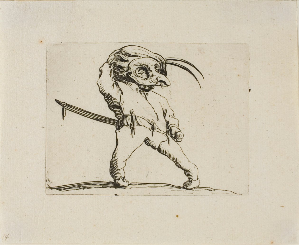 El hombre enmascarado con piernas torcidas, de Varie Figure Gobbi de Jacques Callot