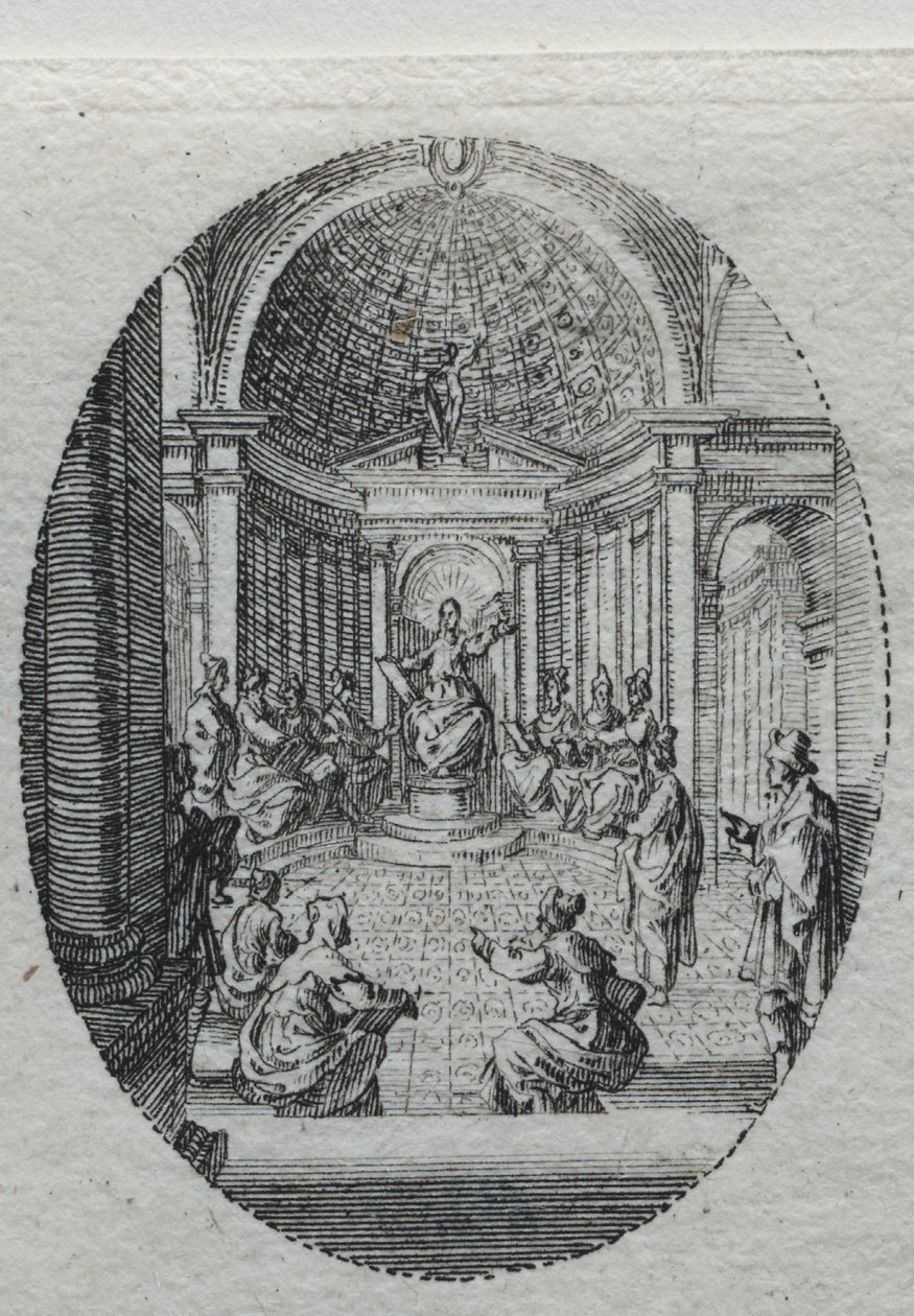 Los misterios de la Pasión: Cristo disputando con los doctores de Jacques Callot
