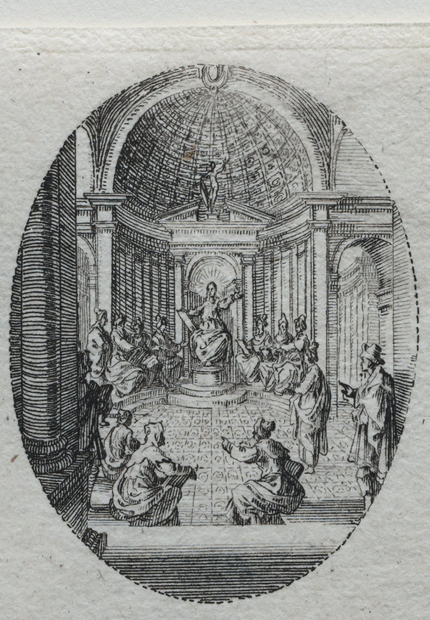 Los Misterios de la Pasión: Cristo disputando con los doctores de Jacques Callot