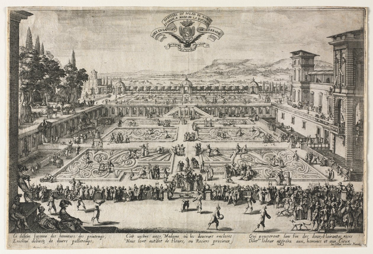 Los jardines del palacio en Nancy, 1625 de Jacques Callot