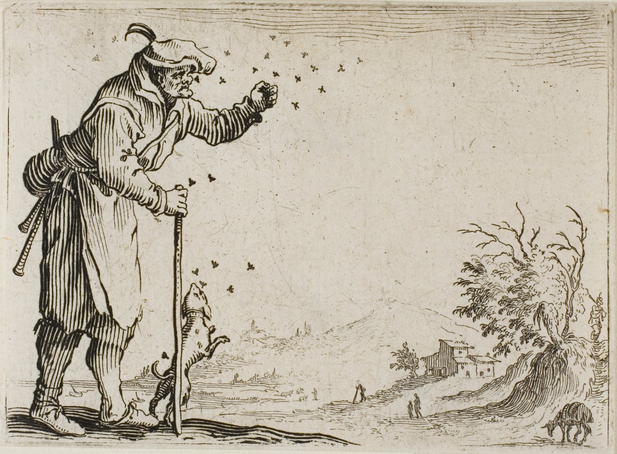 El campesino atacado por abejas, de Los Caprichos de Jacques Callot
