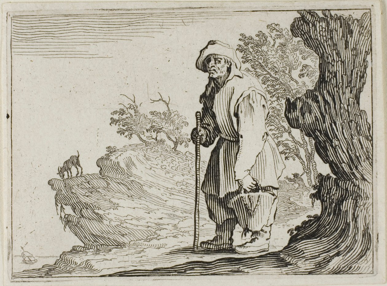 El campesino llevando su bolsa, de Los Caprichos de Jacques Callot