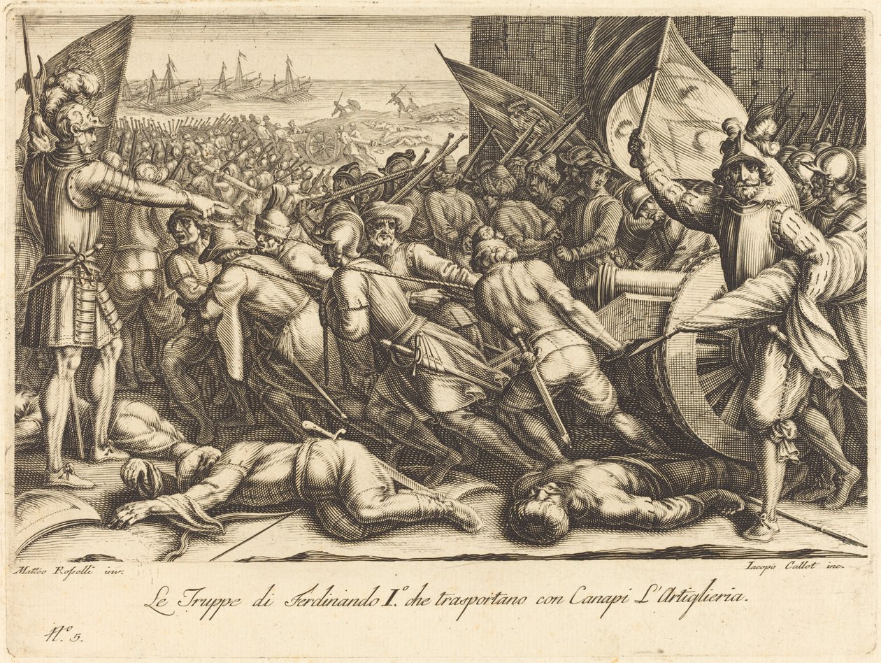El reembarque de las tropas, c. 1614 de Jacques Callot