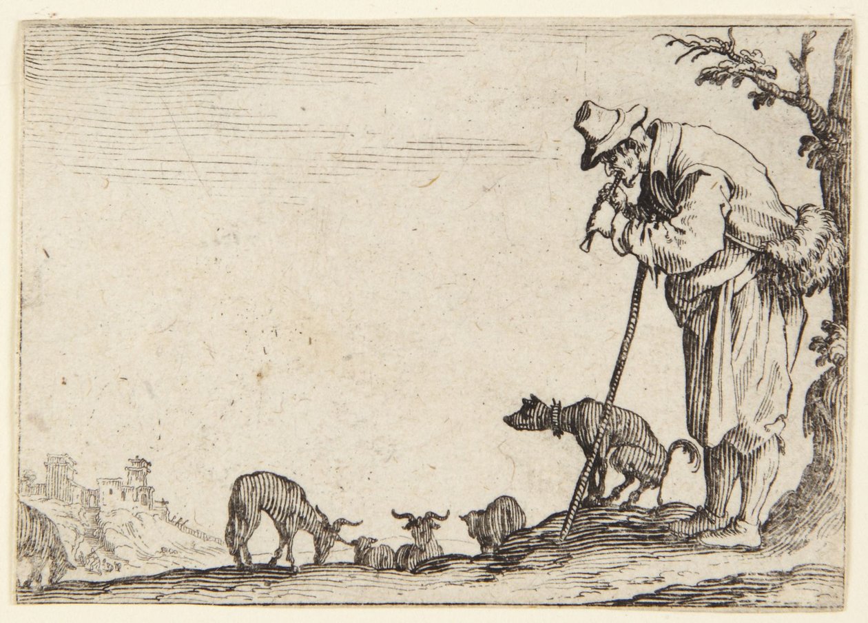 El pastor tocando la flauta de Jacques Callot