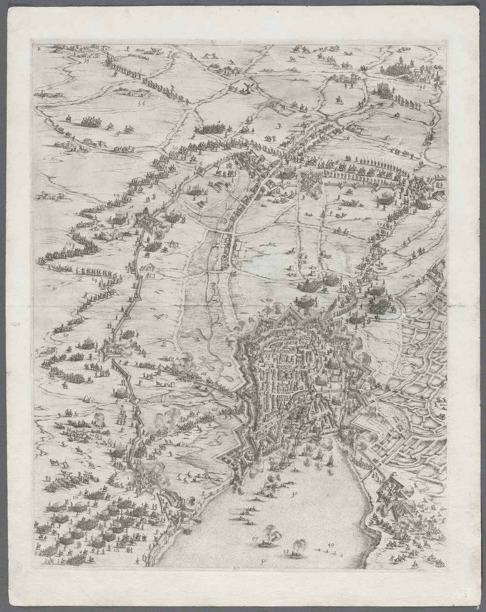 El asedio de La Rochelle: Lámina 6 de Jacques Callot
