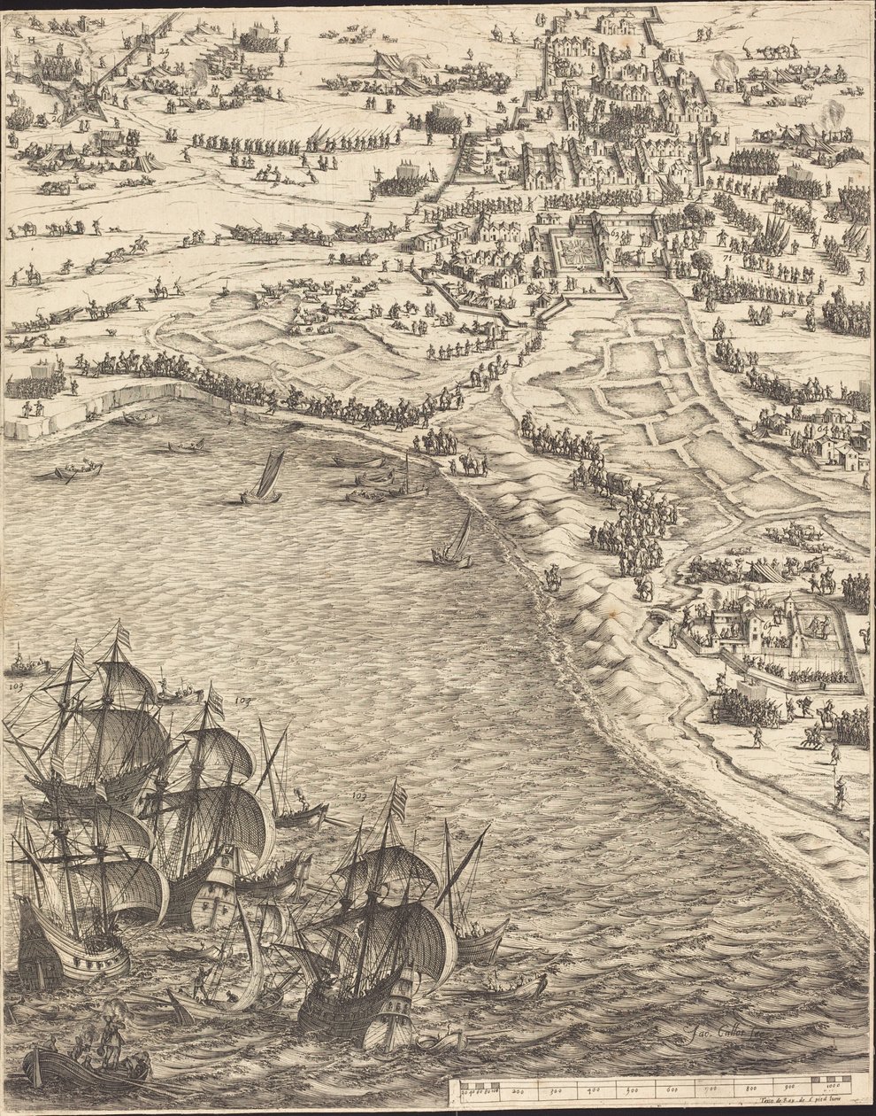 El asedio de La Rochelle [lámina 12 de 16; conjunto comprende 1952.8.97-112] de Jacques Callot