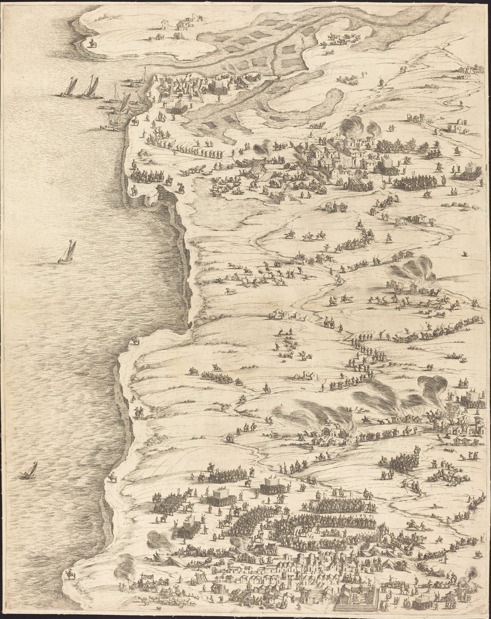 El Asedio de La Rochelle [lámina 5 de 16; conjunto comprende 1952.8.97-112] de Jacques Callot
