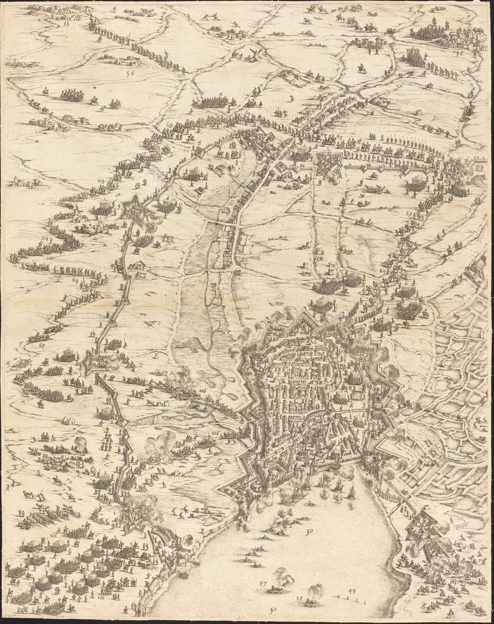 El asedio de La Rochelle [lámina 6 de 16] de Jacques Callot