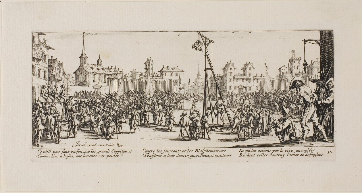 El estraperlo, lámina diez de Las miserias de la guerra de Jacques Callot