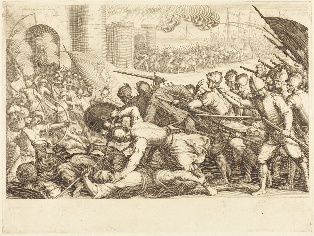 Las tropas forzando la puerta de una ciudad de Jacques Callot