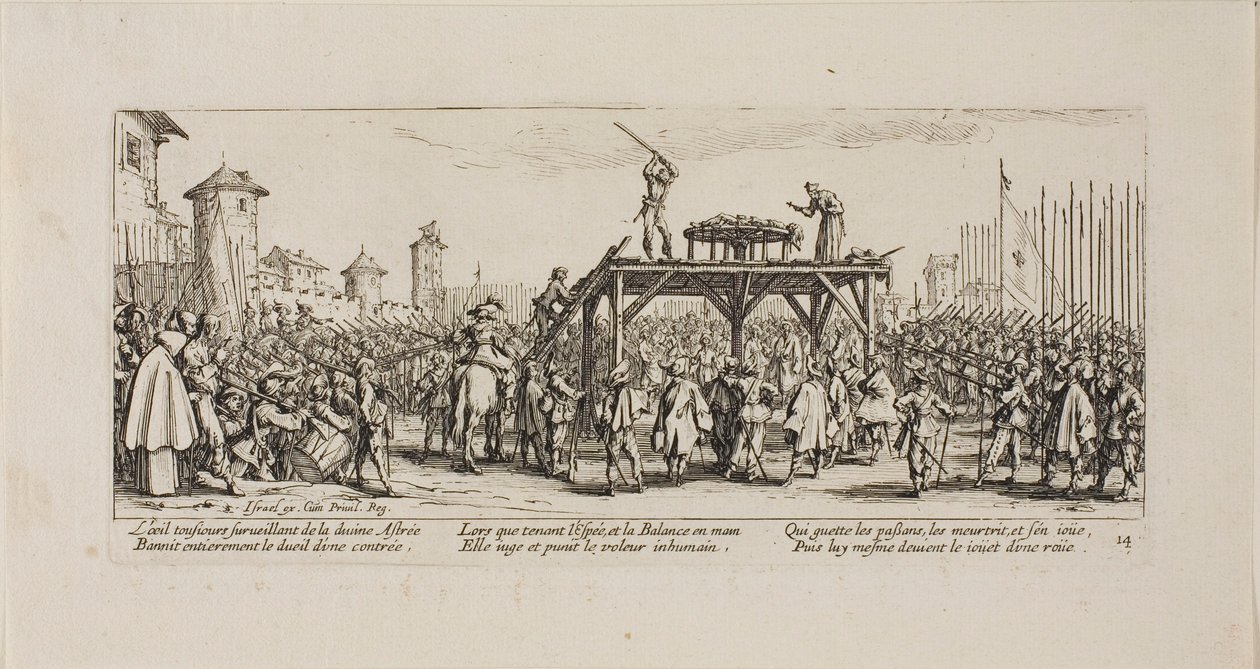La rueda, lámina catorce de Las miserias de la guerra de Jacques Callot