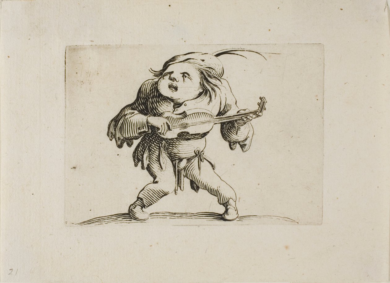 El hombre tambaleante tocando la guitarra, de Varie Figure Gobbi de Jacques Callot