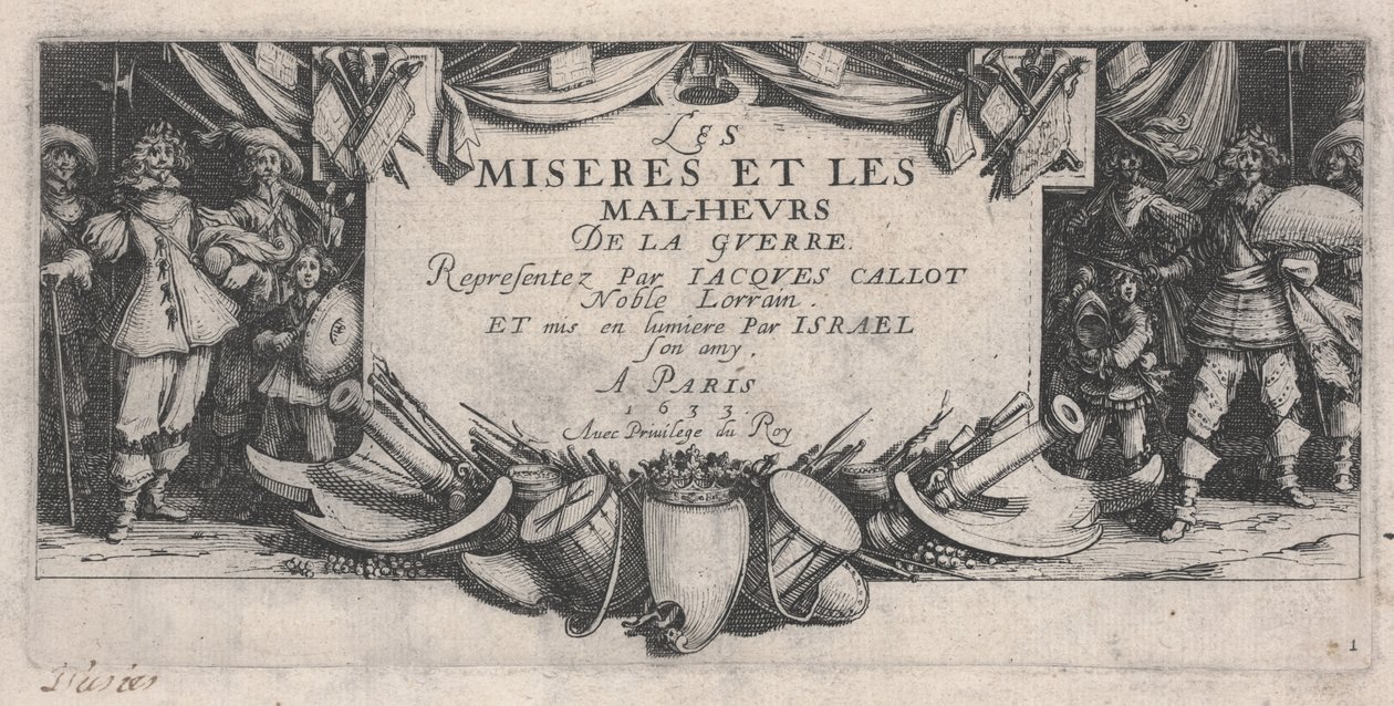 Página de título, Las miserias de la guerra de Jacques Callot
