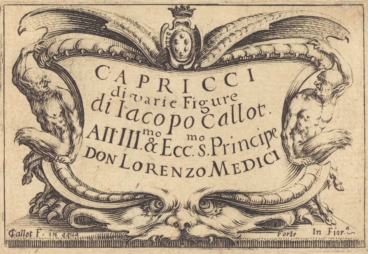 Página de título para "Los Capricci" de Jacques Callot