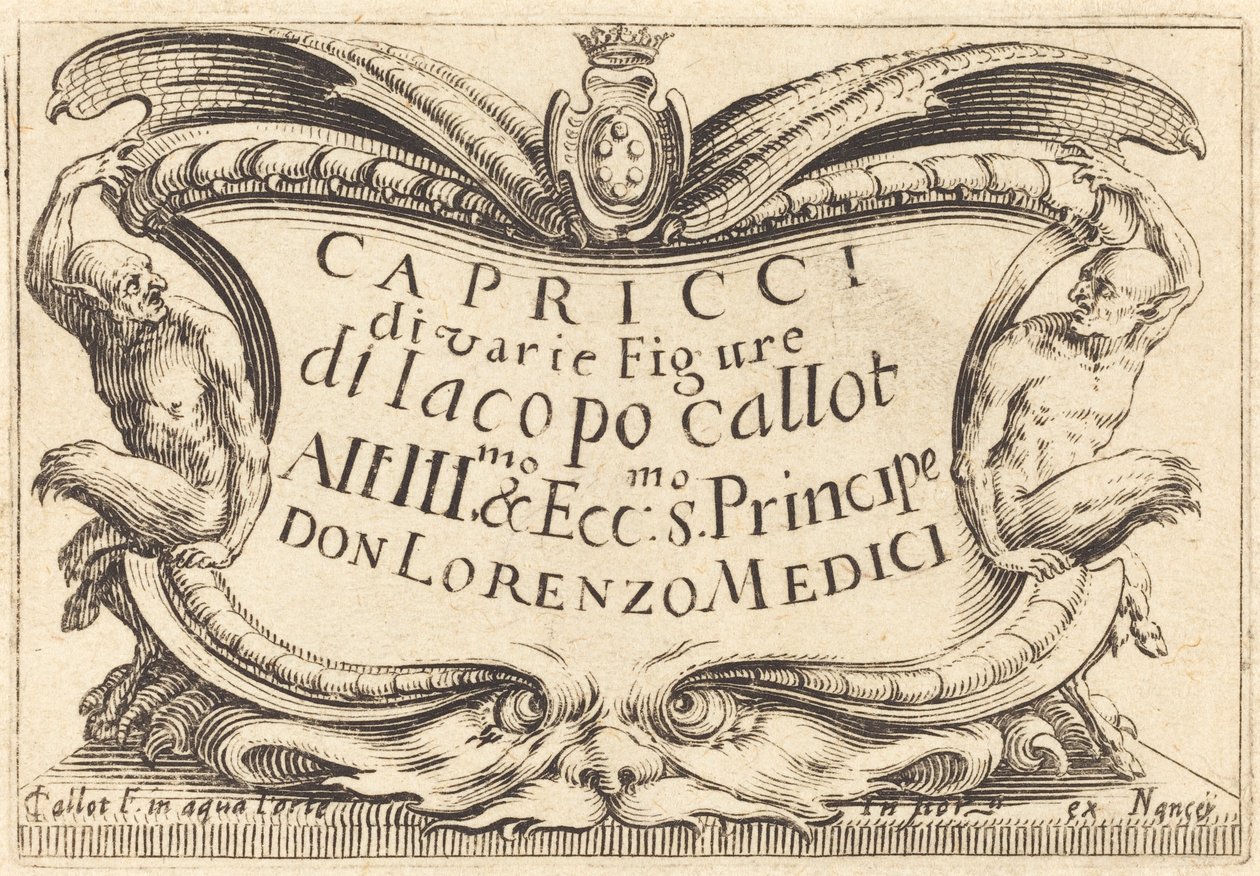 Página de título para "Los Caprichos" de Jacques Callot