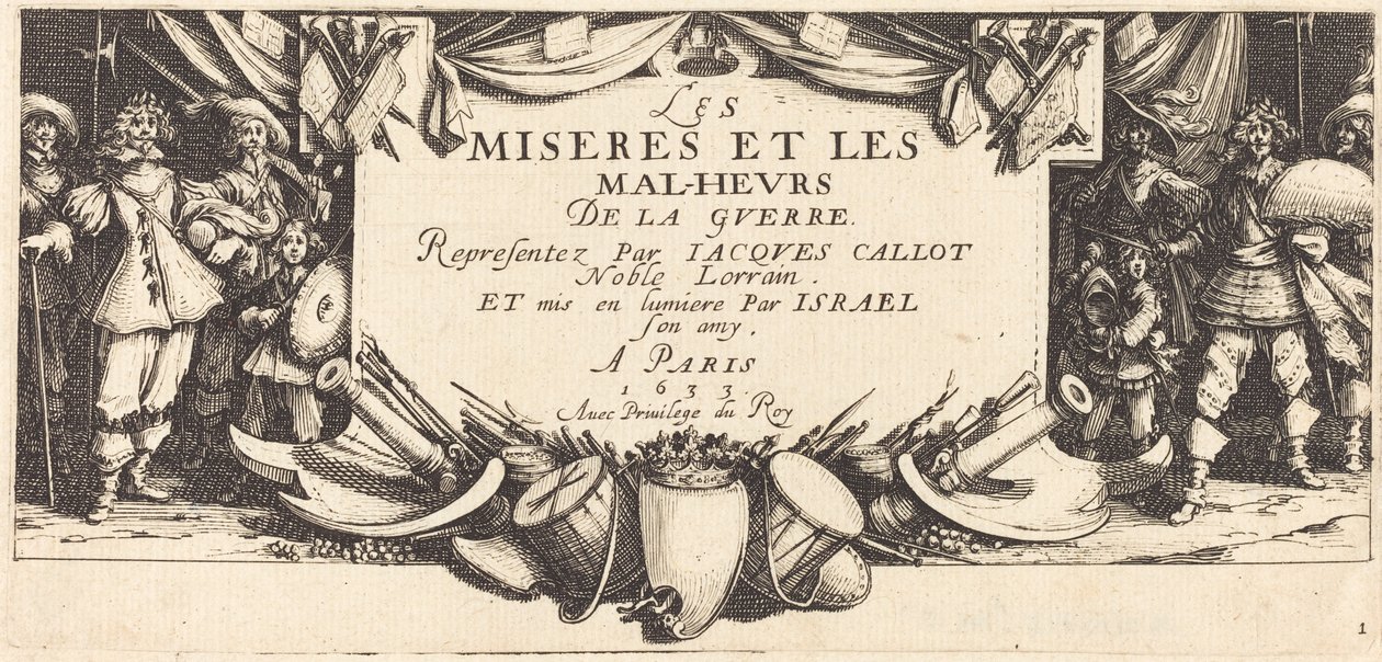 Página de Título para "Las Grandes Miserias de la Guerra" de Jacques Callot