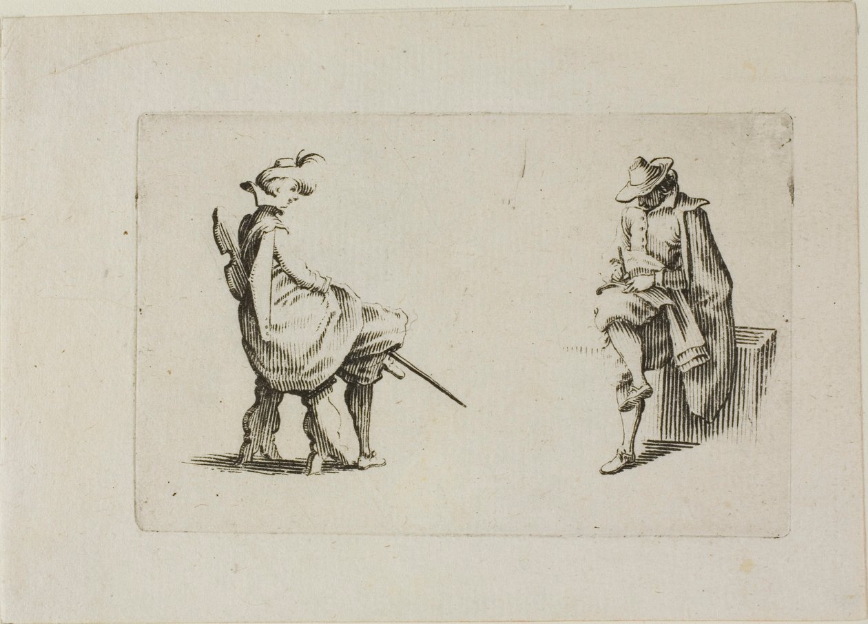 Dos hombres sentados, de Los Caprichos de Jacques Callot