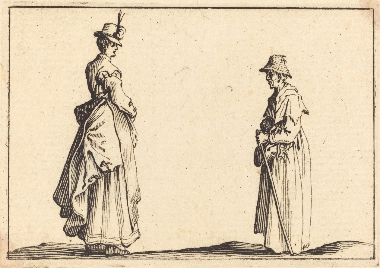 Dos mujeres de perfil, c. 1617 de Jacques Callot