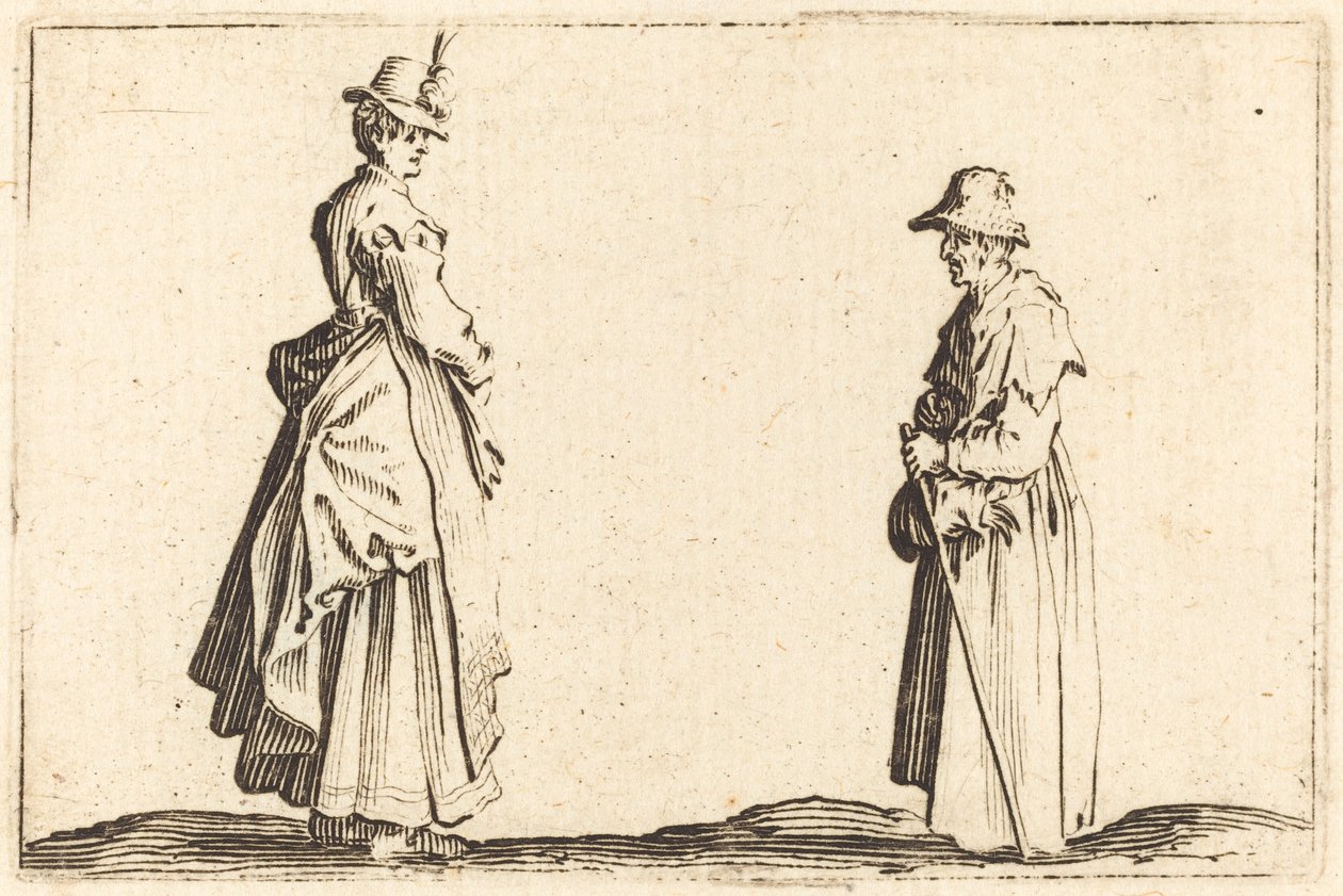 Dos Mujeres de Perfil, c. 1622 de Jacques Callot