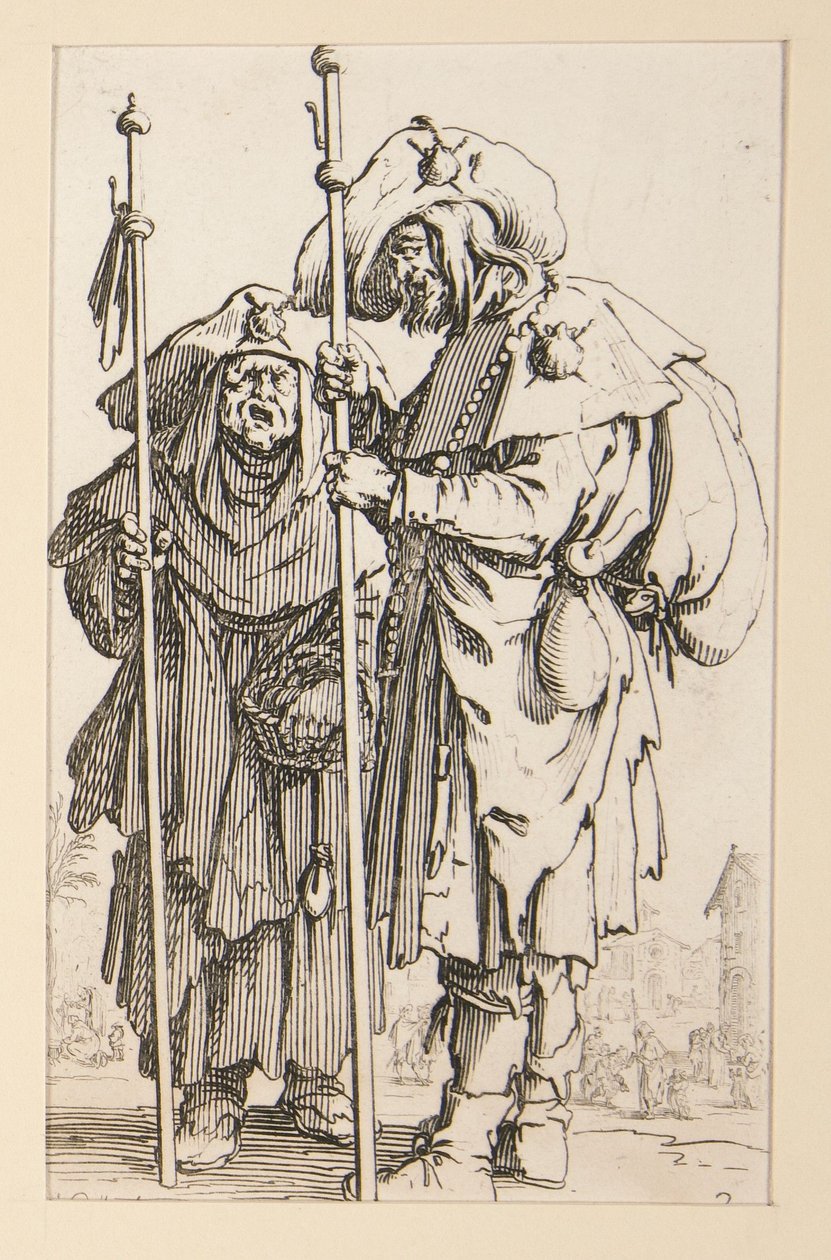 Dos peregrinos, de Los mendigos de Jacques Callot
