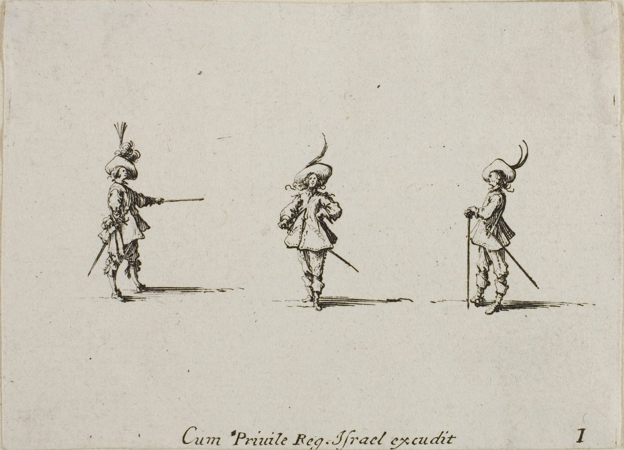 Simulacro sin armas, placa uno de Los ejercicios militares de Jacques Callot