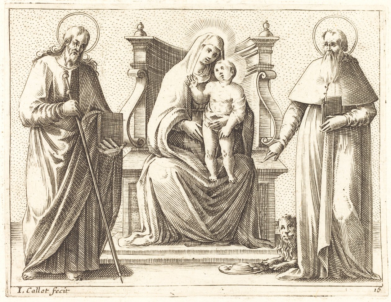 Virgen y Niño con los Santos Santiago y Jerónimo de Jacques Callot