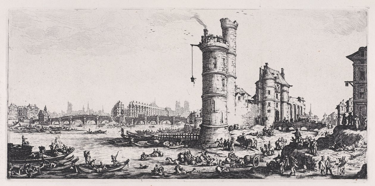 Vista del Pont-Neuf, de «Les Deux Grandes Vues de Paris» (Las dos grandes vistas de París) de Jacques Callot