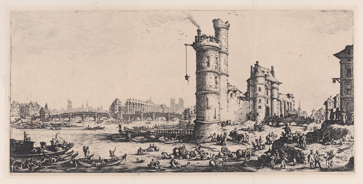 Vista del Pont-Neuf, de «Les Deux Grandes Vues de Paris» de Jacques Callot