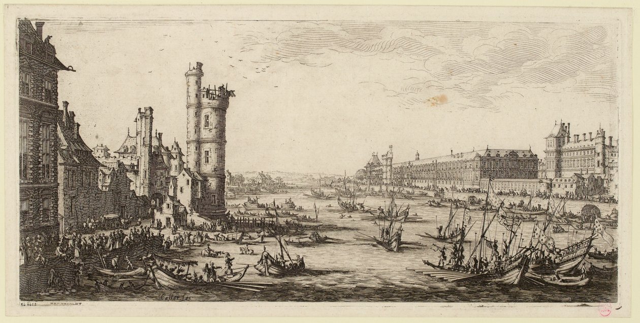 Vista del Louvre y de la antigua Porte de Nesle (IFF 667). de Jacques Callot
