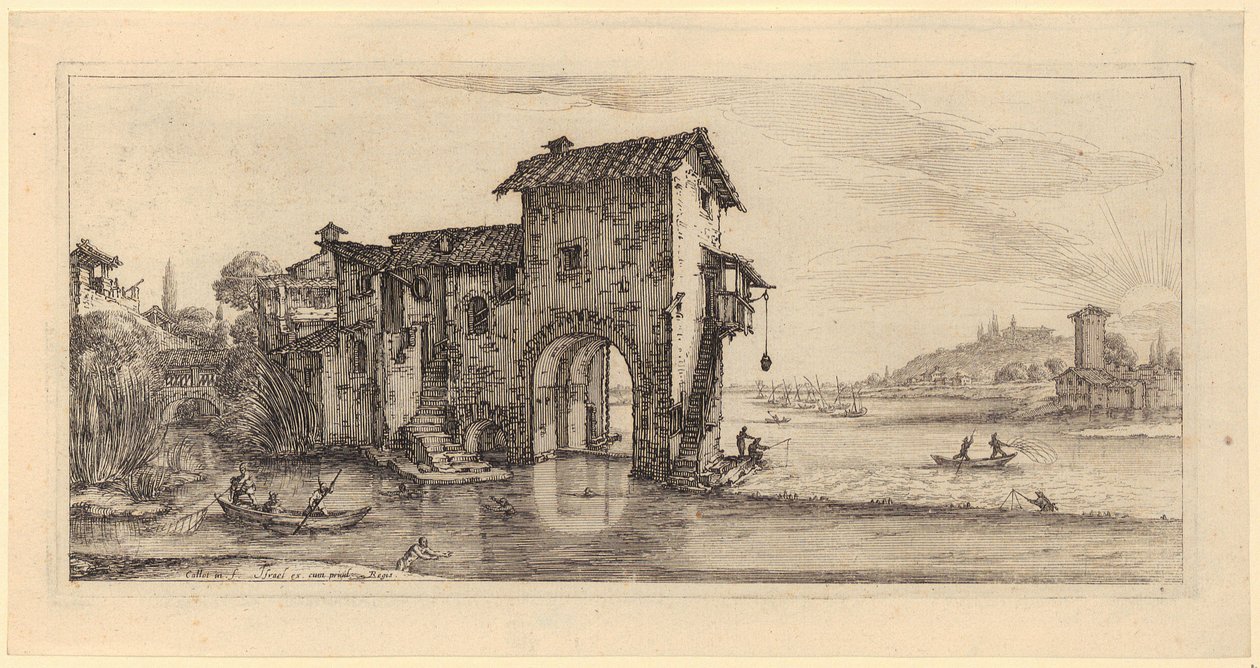 Molino de agua, lámina 7 de la serie «Paisajes para Giovanni de