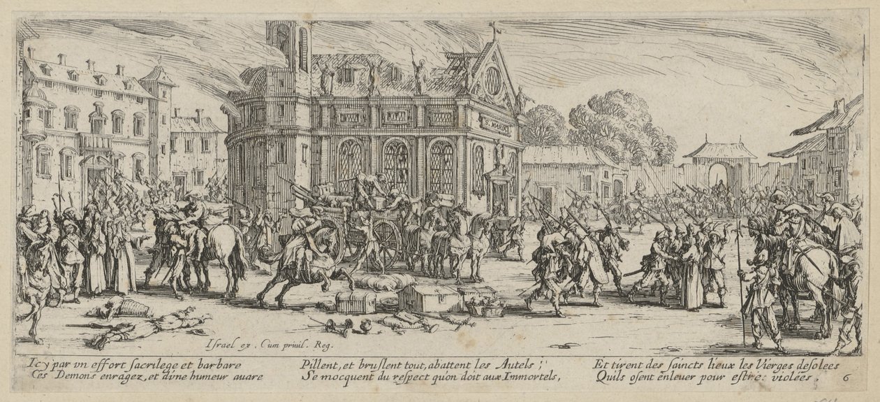 Destrucción de un monasterio, lámina 6 de la serie «Los horrores de la guerra» de Jacques Callot
