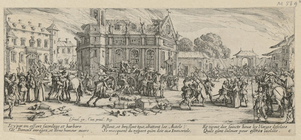 Destrucción de un monasterio, lámina 6 de la serie «Miserias de la guerra» de Jacques Callot