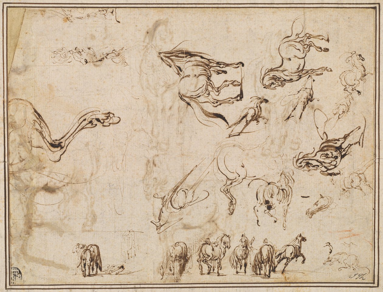 Estudios de caballos de Jacques Callot after Antonio Tempesta