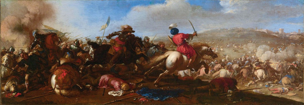 Escena de batalla entre turcos y cristianos de Jacques Courtois