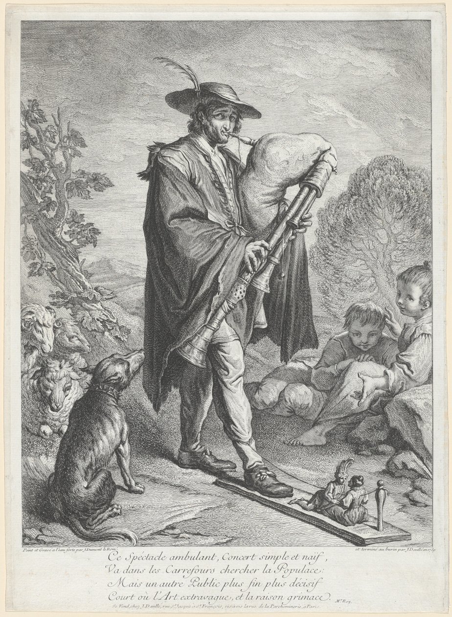 El gaitero de Jacques Dumont Le Romain, finished by Jean Daullé