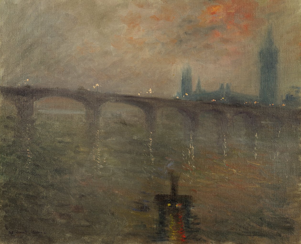 Atardecer, Westminster desde el Puente de Waterloo de Jacques Emile Blanche