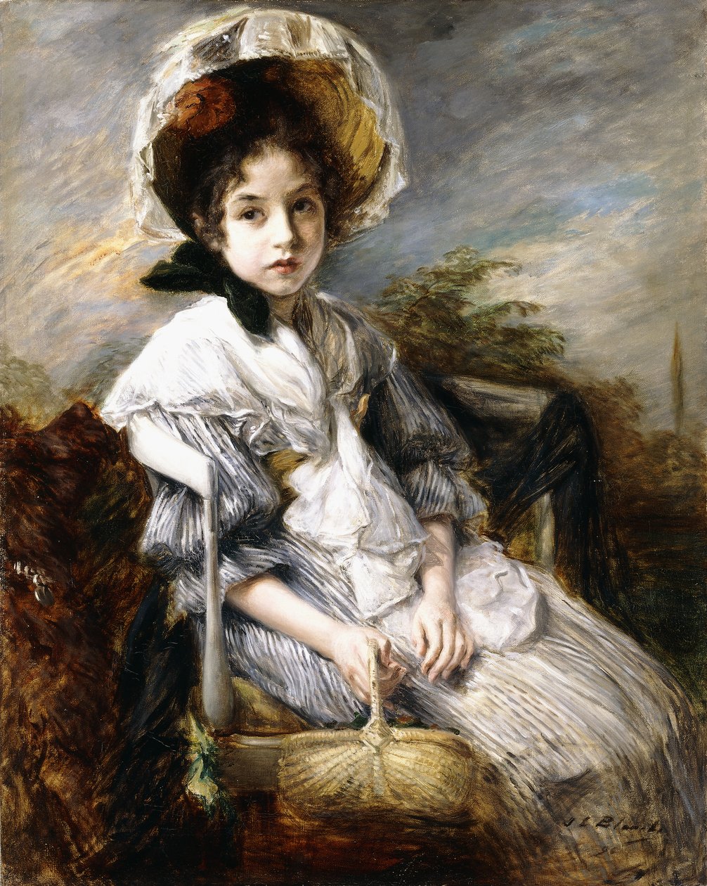 Retrato de una joven sentada en un paisaje de Jacques Emile Blanche