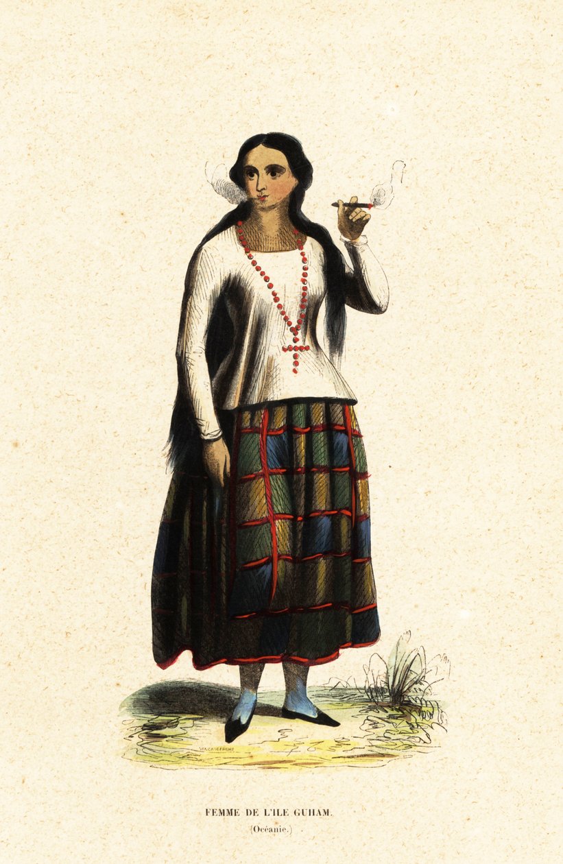 Mujer Chamorro de la isla de Guam, Islas Marianas, Micronesia de Jacques Etienne Victor (after) Arago