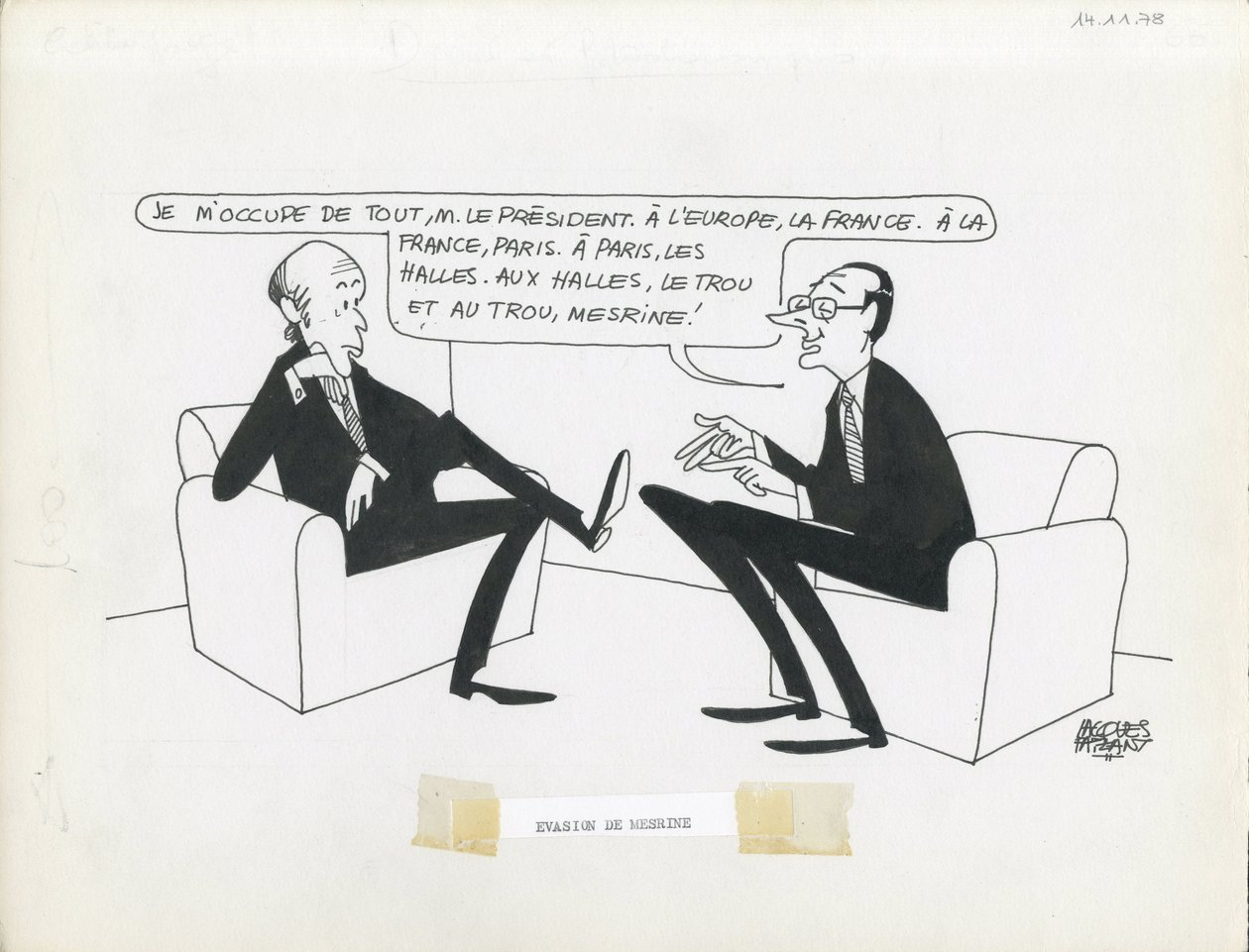 Le Figaro, sátira en blanco y negro de Jacques Faizant