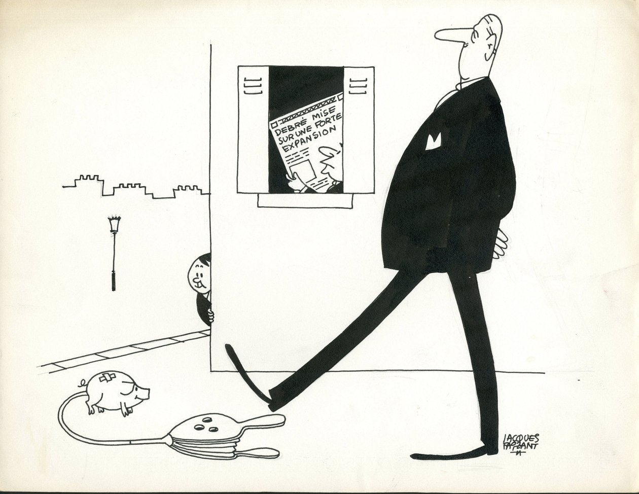 Paris-Presse, satírico en B  W de Jacques Faizant