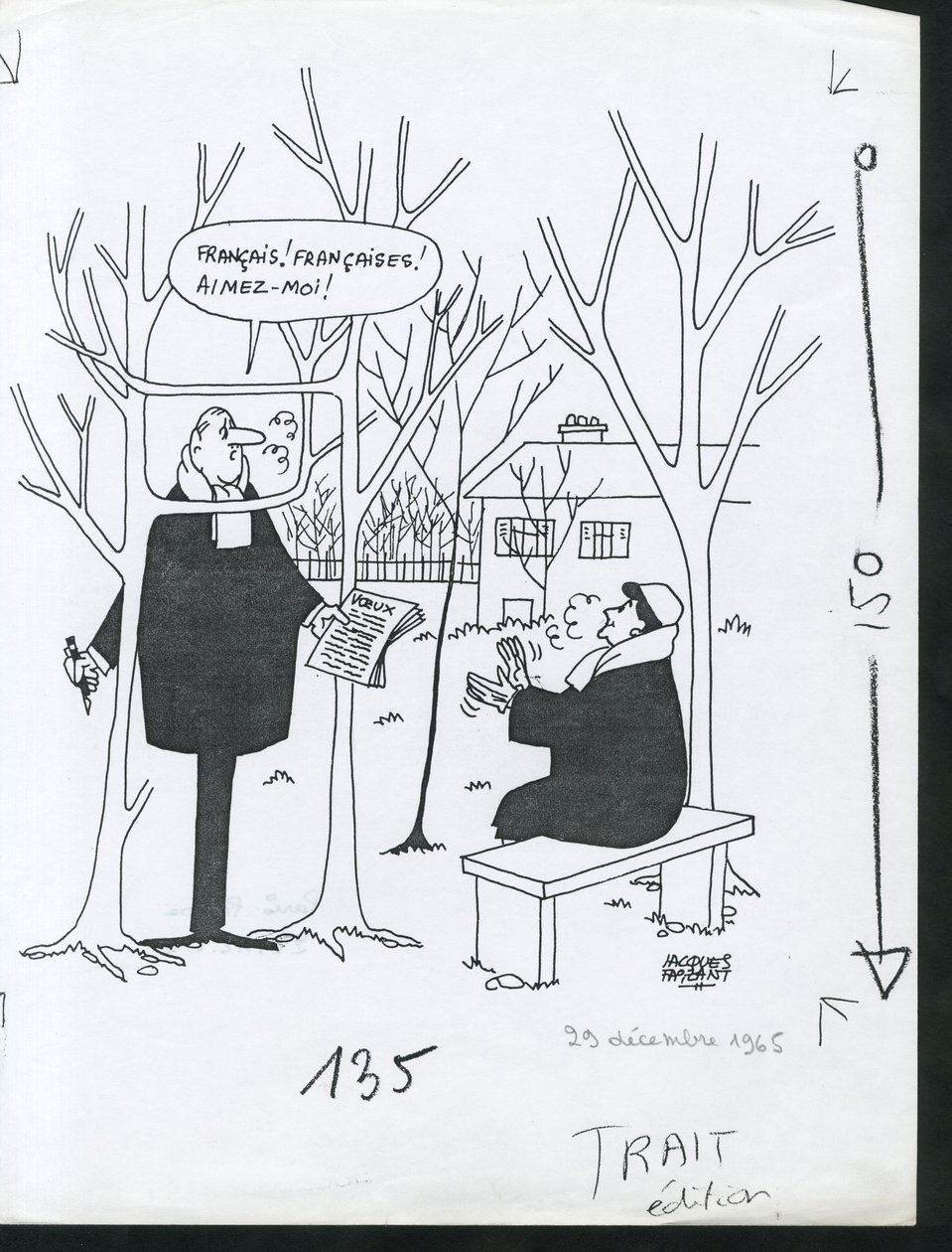 Paris-Presse, satírico en B  W de Jacques Faizant