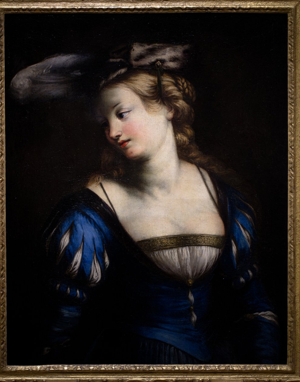 Mujer joven con blusa azul de Jacques Francois Courtin