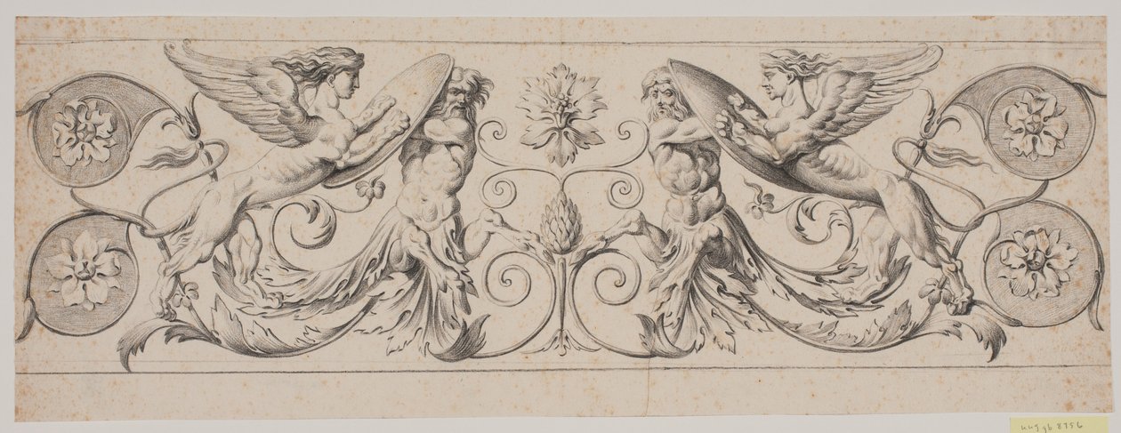 Friso decorativo con centauros y esfinges de Jacques Francois Joseph Saly
