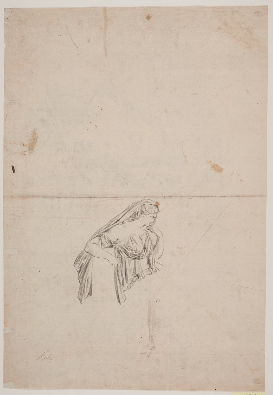 Estudio para figura femenina afligida de Jacques Francois Joseph Saly