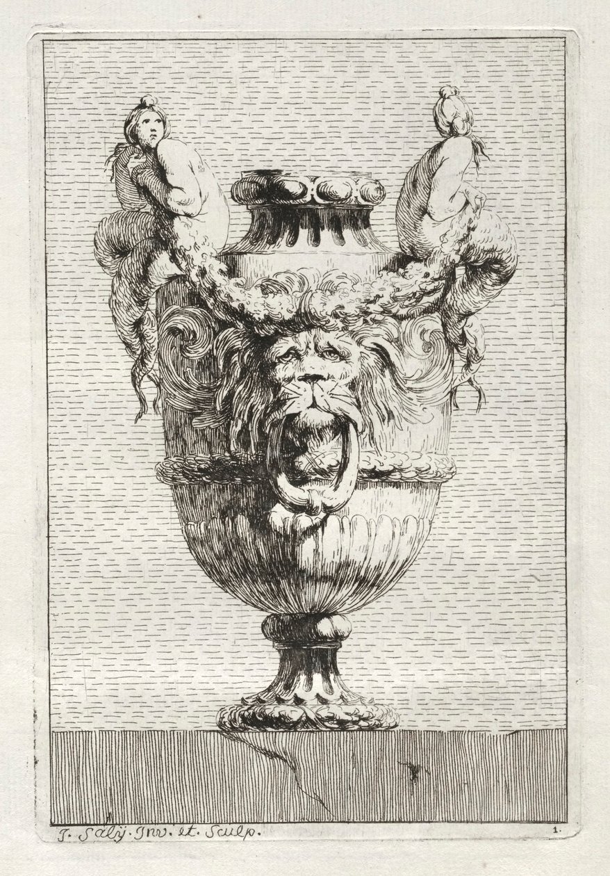 Conjunto de jarrones: Placa 1, 1746 de Jacques Francois Joseph Saly